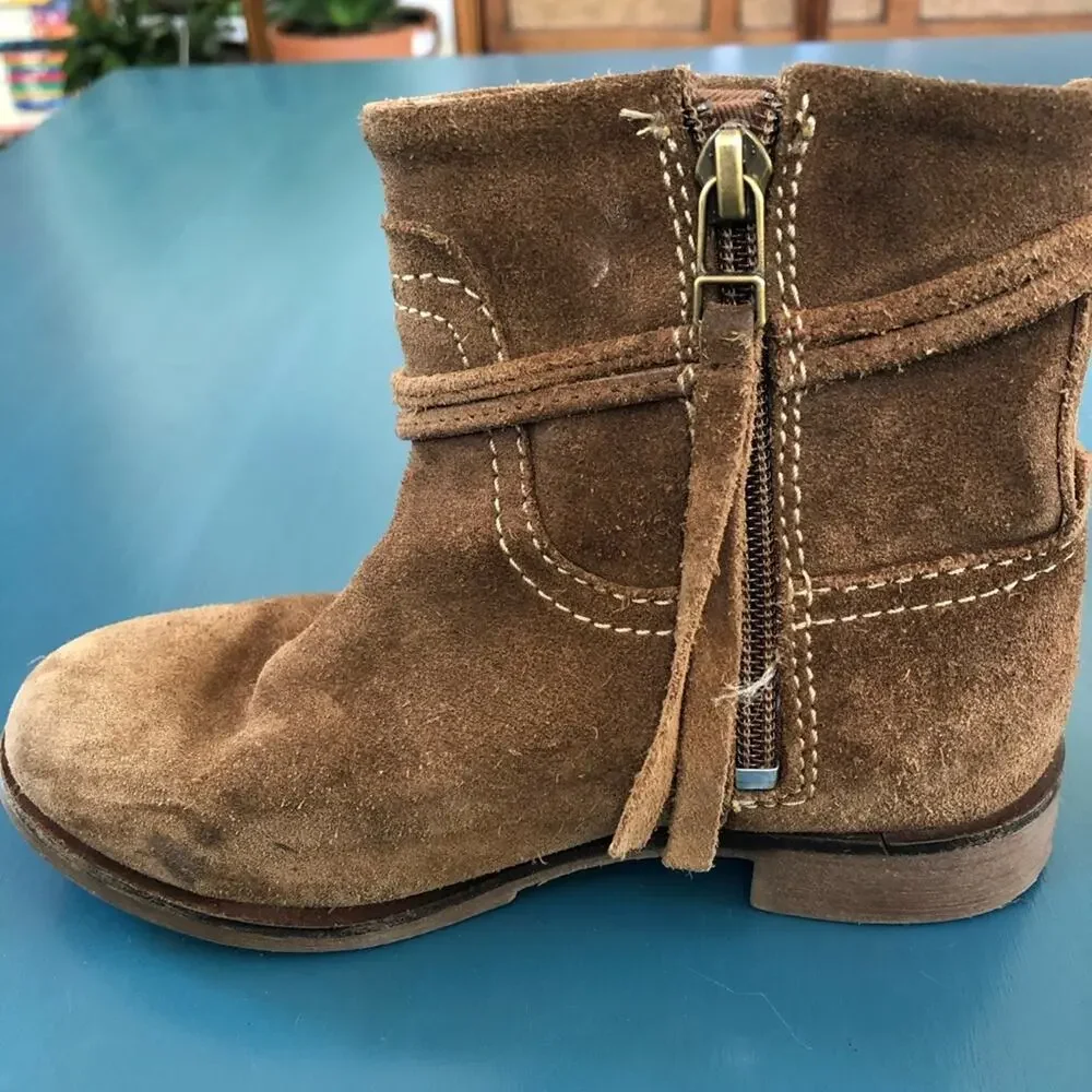 Zara Girls Suede Leather Boots Size 11.5